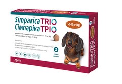 Сімпаріка ТРІО таблетки від бліх, кліщів та гельмінтів для собак від 5 до 10 кг