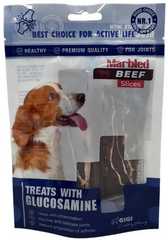 Смаколики для собак – Marbled Beef Slices Слайси з м’яса мармурової яловичини GiGi з глюкозаміном, 85 гр.