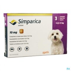 Cімпаріка для Собак Вагою 2.5-5 кг упаковка (1 таблетка)