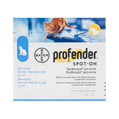 Bayer Profender Spot-On 1 піпетка-антигельмінтний препарат для кішок від 2,5 до 5,0 кг